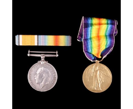 British War and Victory medals to T4-160444, Dvr H Platt, Army Service Corps, together with ribbon bar