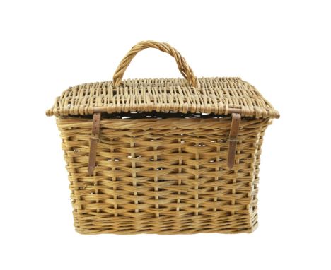 A vintage wicker hamper, 47 cm x 34 cm x 32 cm