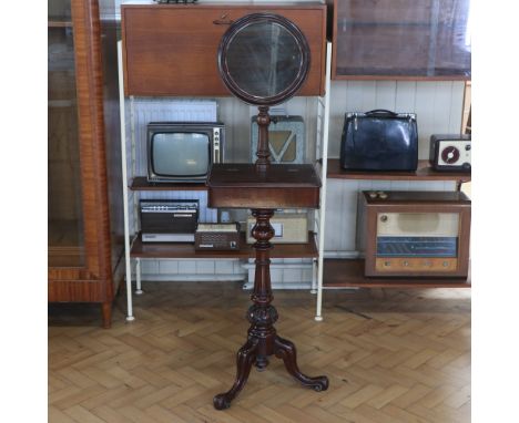 A Victorian mahogany tripod washing / shaving stand, 145 cm high