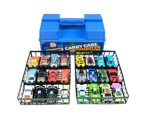 Vintage Matchbox and Corgi diecast toy cars in a Matchbox carry case, 26 cm x 18 cm x 12 cm 