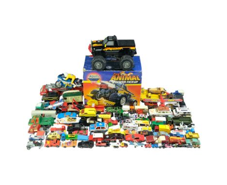 A quantity of vintage Matchbox, Dinky, Corgi and other diecast toy vehicles, together with a boxed 1980s Galoob Power Machine