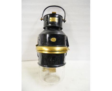 A North British Railway/LNER Carriage Pot Lamp with maker's plate 'Bullpitt &amp; Sons C&amp;M 1886 Birmingham, LNER brass pl