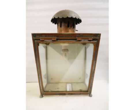 A BR(M) wall-mounted station platform lamp, retrofitted with domestic bulb. Measures 54 x 34 x 24cm HxWxD.&nbsp;