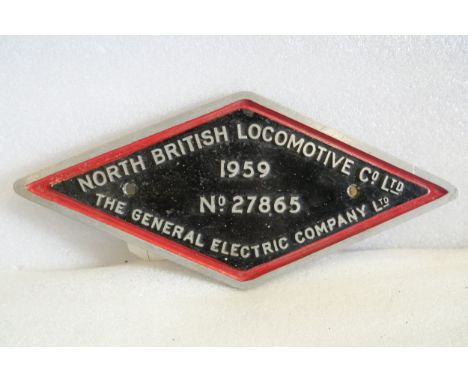 A worksplate from the North British Locomotive Co. Ltd for loco No. 27865 built in 1959. The engine was a class 21 diesel ele