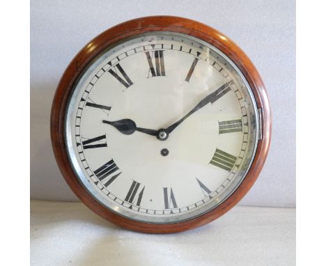 A mahogany cased railway sister clock with unsigned 11" dial and chain driven brass fusee movement.&nbsp;