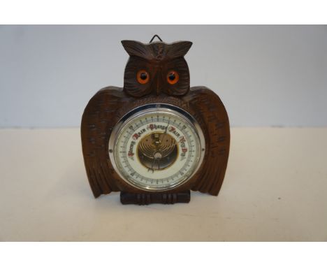 Wooden owl barometer 