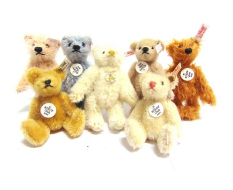 SEVEN STEIFF COLLECTOR'S CLUB MINIATURE TEDDY BEARS  comprising those for 2000; 2001; 2002; 2003; 2004; 2005; and 2008, the l