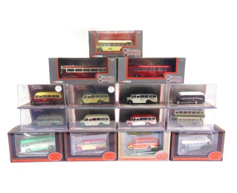 FIFTEEN 1/76 SCALE DIECAST MODEL BUSES  by Corgi Original Omnibus Company (11), and Exclusive First Editions (4), each mint o