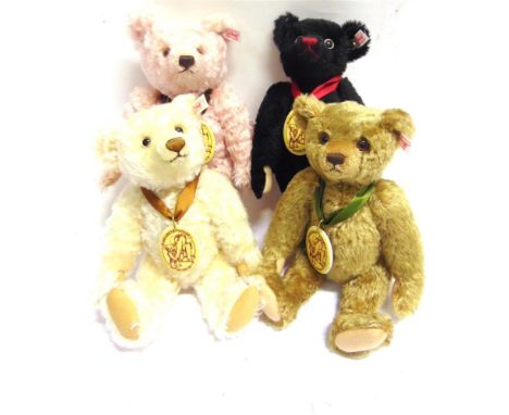 FOUR STEIFF MUSEUM COLLECTOR'S TEDDY BEARS  each 30cm high.