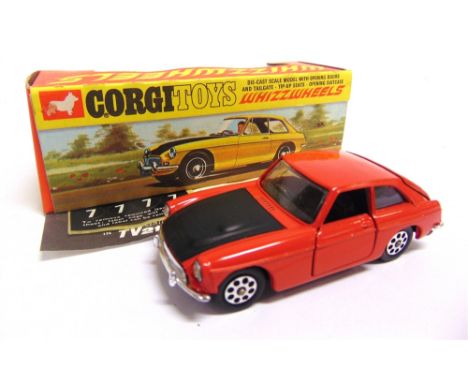 A CORGI NO.378, M.G.C GT COMPETITION MODEL  orange-red with a black bonnet, Whizzwheels, mint, complete with unused sticker s