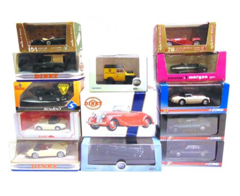 THIRTEEN 1/43 SCALE DIECAST MODEL CARS &amp; LIGHT COMMERCIAL VEHICLES  by Vanguards (3), Brumm (3), and others, each mint or