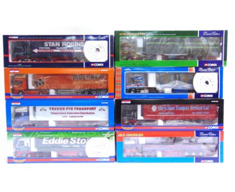EIGHT CORGI DIECAST MODEL MODERN LORRIES  each boxed (all either lacking some detail parts and/or with damage to model or box