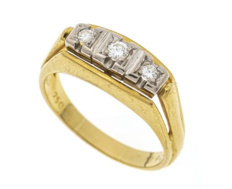 Brillant-Riviere-Ring GG 750/000 mit 3 Brillanten, zus. 0,18 ct W/SI, RG 61, 7,4 g