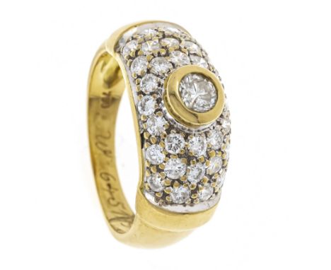Brillant-Ring GG/WG 750/000 mit Brillanten, zus. 0,64 ct W/SI-PI, RG 53, 6,5 g