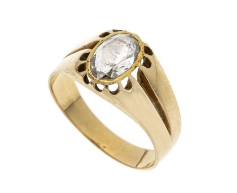 Diamantrosen-Ring GG 585/000 ungest., gepr., mit einer ovalen Diamantrose 9 x 5,7 mm getönt/SI2, RG 58, 4,5 g