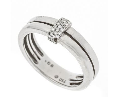 Brillant-Ring WG 750/000 mit 27 Brillanten (ein Stein fehlt) 0,08 ct punziert W/PI, RG 55, 6,3 g