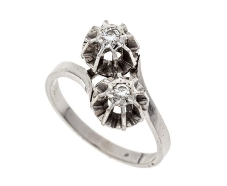 Brillant-Ring WG 585/000 ungest., gepr., mit 2 Brillanten, zus. 0,10 ct W/SI, RG 53, 3,5 g
