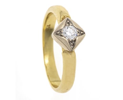 Brillant-Ring GG/WG 750/000 mit einem Brillanten 0,20 ct TW/SI, RG 57, 4,8 g