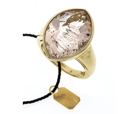Sogni d ´ Oro Morganit-Ring GG 585/000 mit einem in einem Navette-förmigen Fantasieschliff fac. Morganit 9,5 ct in einem leic