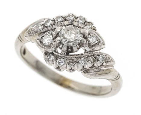 Altschliff-Diamant-Ring WG 750/000 mit einem Altschliff-Diamant 0,24 ct l.get.W/PI und Diamanten, zus. 0,12 ct, RG 55, 5,9 g