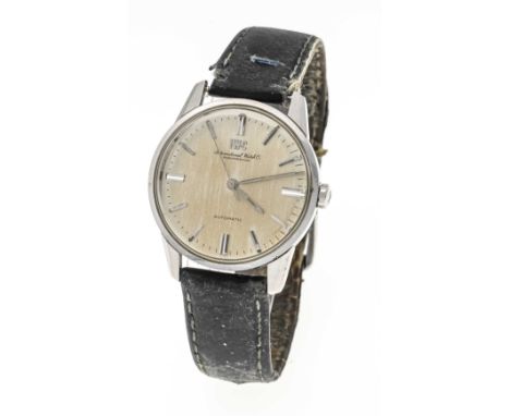 IWC vintage Herrenuhr, Ref. 810, Stahlgehäuse, um 1967, Automatik Cal. 854 läuft, versilbertes Zifferblatt mit leichter Verfä
