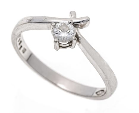 Brillant-Ring WG 750/000 mit einem Brillanten 0,16 ct (punziert) W/SI, RG 50, 2,2 g