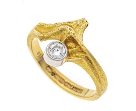 Lapponia-Brillant-Ring GG 750/000 mit einem Brillanten 0,19 ct punziert W/SI, RG 54, Lapponia gemarkt, 4,7 g