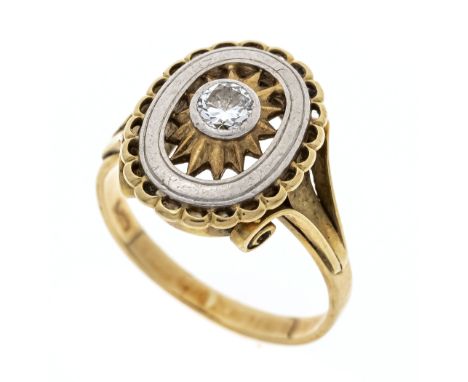 Altschliff-Diamant-Ring GG/WG 585/000 mit einem Altschliff-Diamanten 0,18 ct W/SI, RG 53, 5,1 g