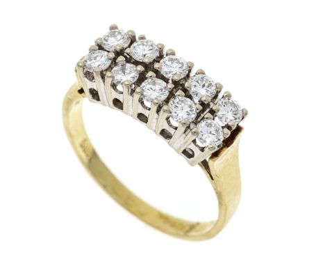 Brillant-Ring GG/WG 585/000 mit 10 Brillanten, zus. 0,80 ct W/VS (eingraviert), RG 55, 3,8 g
