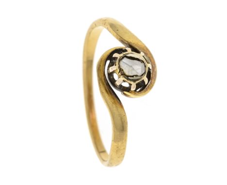 Diamantrosen-Ring GG 585/000 ungest., gepr., mit einer ovalen Diamantrose 3 x 2 mm (Stein lose), RG 52, 1,7 g