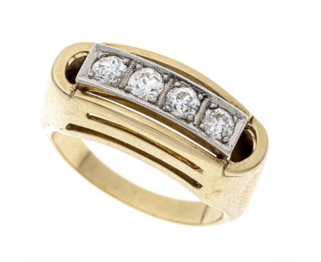 Riviere-Ring GG/WG 585/000 ungest., gepr., mit 4 Altschliff-Diamanten, zus. 0,40 ct W-l.get.W/VS-SI, RG 54, 6,8 g