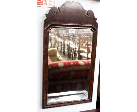 A George II Walnut Fretwork Mirror, with moulded frame, 37cm by 70cm