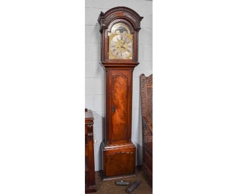 A Mahogany Eight Day Longcase Clock, circa 1770, 12'' arch brass dial, with silver chaptering, signed THOs Hillier, Frome, th