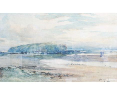 Thomas Swift Hutton (1865-1935)Figures in an extensive landscape, thought to be Blaven, Skye Signed, watercolour, 32cm by 53.