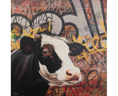 Paul James (Contemporary)''Kred Gordon'' Signed and numbered 8/100, giclee print, 91.5cm by 91.5cm wth Certificate of Authent