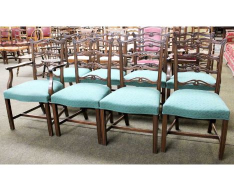 Eight George III Style Dining Chairs, including two carvers96cm total height, 56cm seat height, 60cm carver widthOne side cha