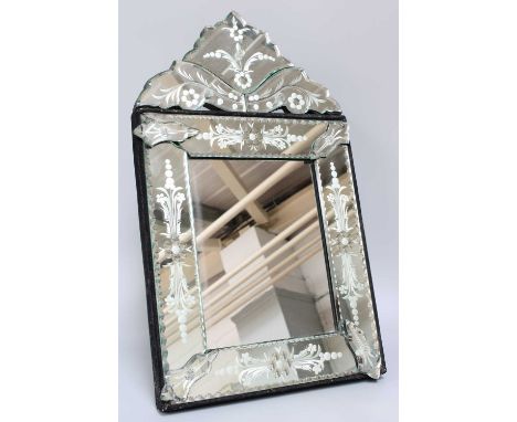 An Etched Glass Framed Mirror, with easel back.