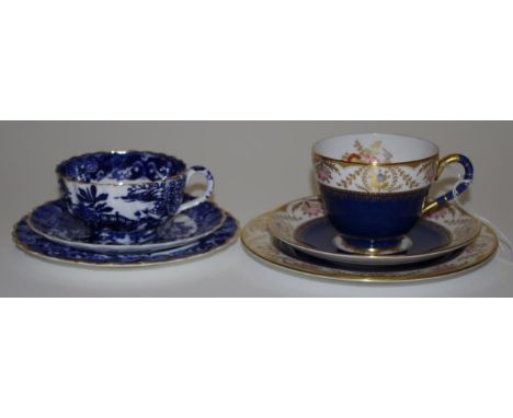 Two vintage Copeland Spode trios including Willow pattern; and 'Regent' pattern # 3963.