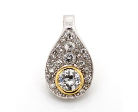 Australian diamond set 18ct white gold pendant valuation reads: Main diamond 0.55ct colour K-L clarity P1. Supporting diamond