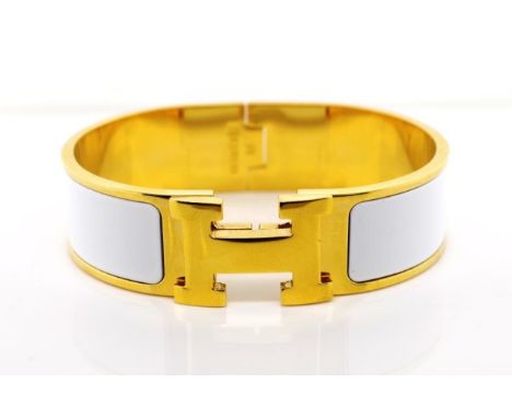 Hermes clic clac wide bangle marked Hermes M. Approx inside width 60mm