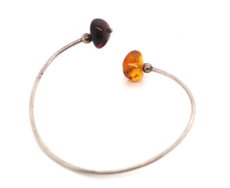 Amber and silver bangle approx 68mm inside width