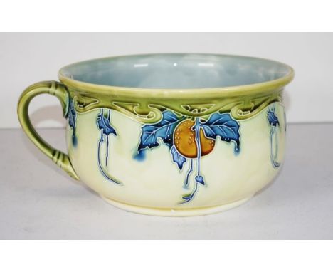 Vintage Mintons Secessionist chamber pot blue leaf decoration, marked to base, (diameter 23cm approx).