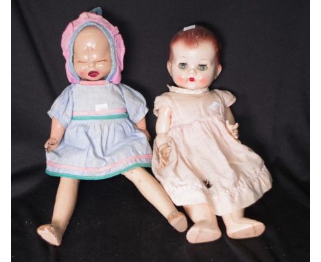 Two vintage dolls to include a celluloid pedigree and a reverse tri spinning head, height 41cm approx (tallest)