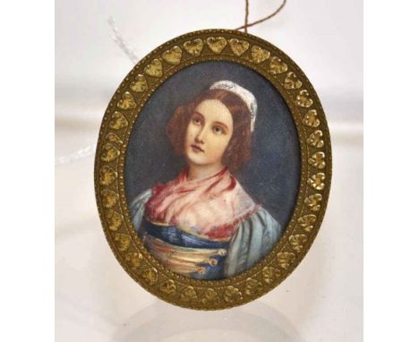 Antique gilt framed portrait miniature 4.5cm x 3.5cm image approx.