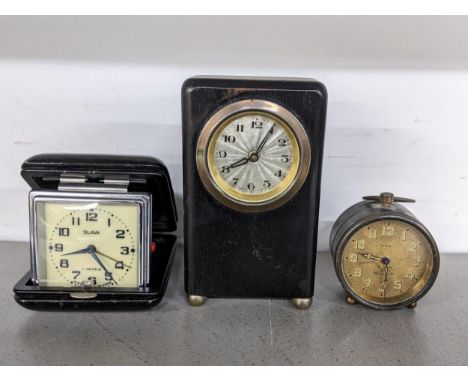 Three clocks to include a DEP bedside alarm clock 