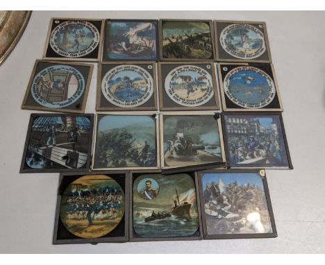A collection of coloured magic lantern slides, most nursery slides 