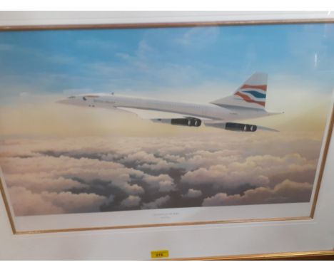 Adrian Rigby - The Queen of the Skies, a Concorde print, together with a ménage of Concorde letters and photographs entitled 