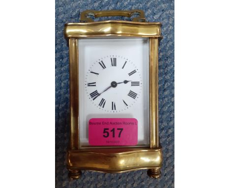 An early 20th century five window brass cased, eight day carriage clock, with key, Location: 2:1 