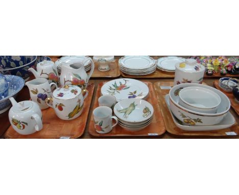 Three trays of Royal Worcester 'Evesham' oven to tableware to include; teapot, coffee pot, water jugs, two handled lidded pot