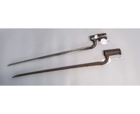 19th century Enfield fluted triangular section spike bayonet.  Overall 52cm long approx. Together with an 18th century  Brown
